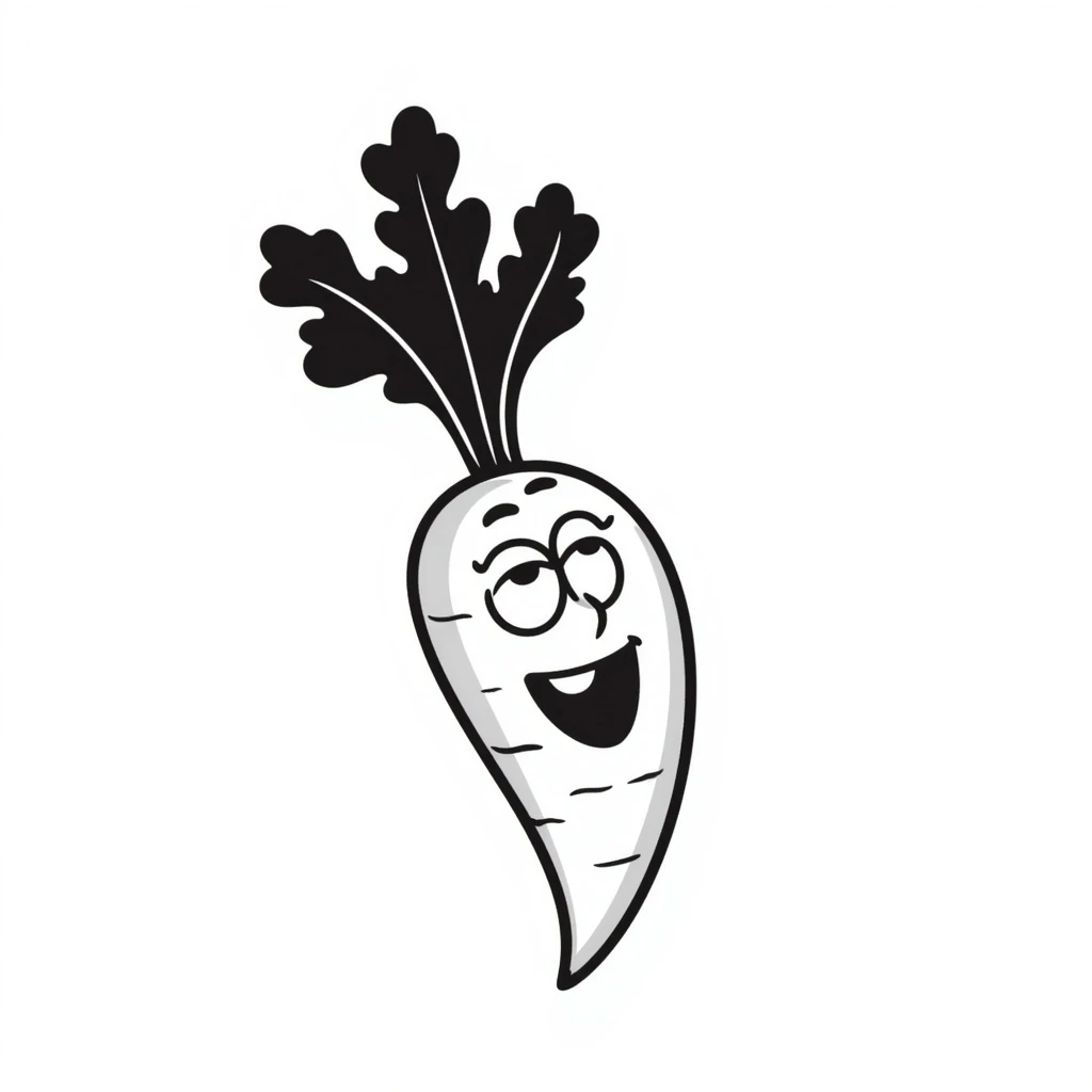 A laughing radish emoji