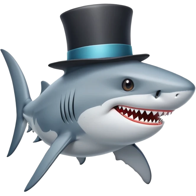Shark with a top hat emoji