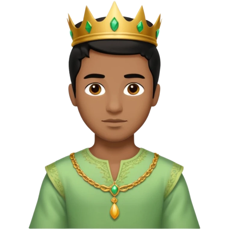 Brown prince with black hair and light green dress emoji
