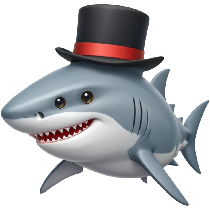 Shark with a top hat emoji