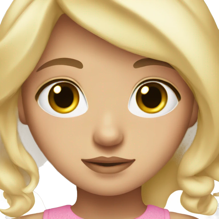 Brown eyes, blonde hair, feminine, pink, girl, angelic emoji