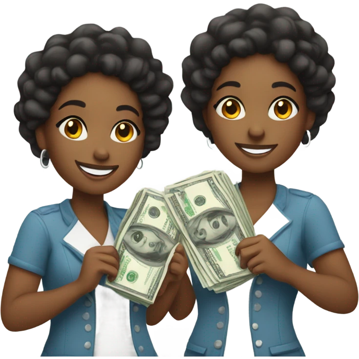 2 black girls with money emoji