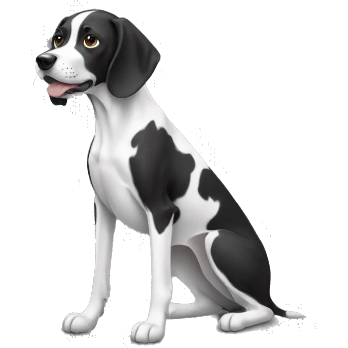 Pointer dog that is black and white emoji