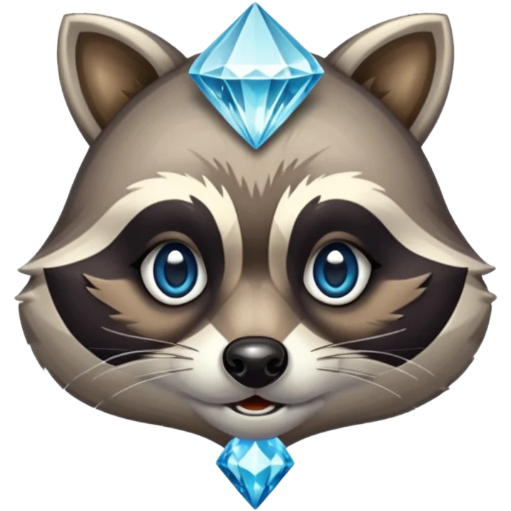Diamond racoon face emoji