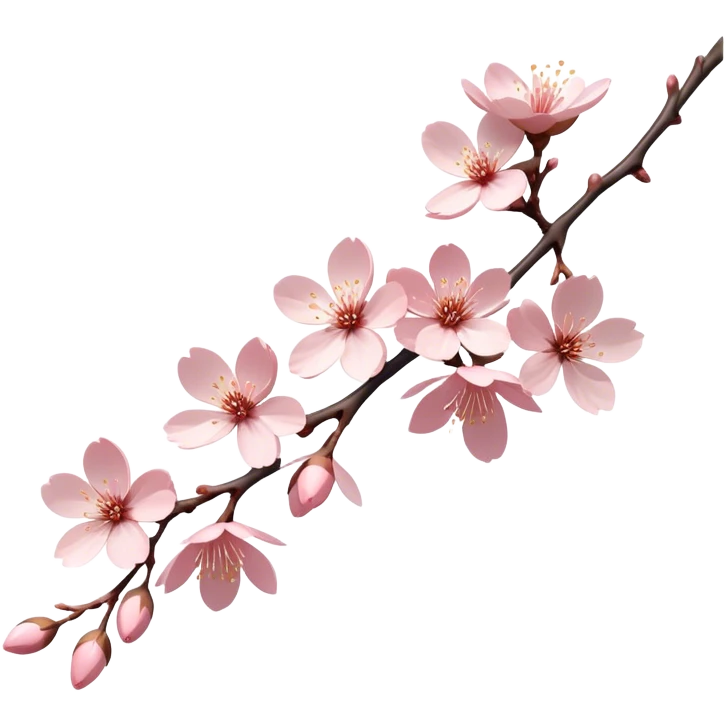 Cinematic Realistic Sakura Flowers on a Branch, depicted as delicate, soft pink blossoms gracefully adorning a slender, gently twisted branch, illuminated by subtle, warm natural light that accentuates their ethereal beauty and transient charm, poetic spring scene emoji