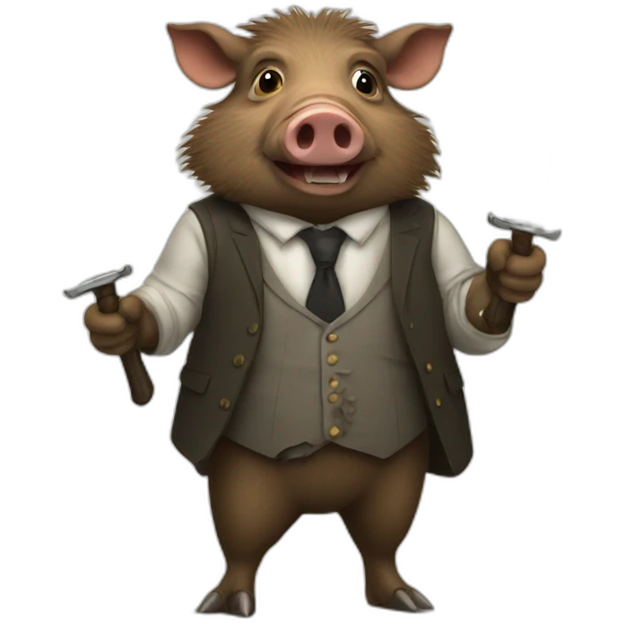 well dressed boar with knives emoji