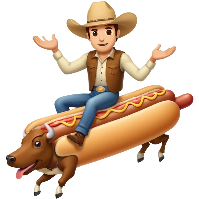 man bull riding a hot dog  emoji