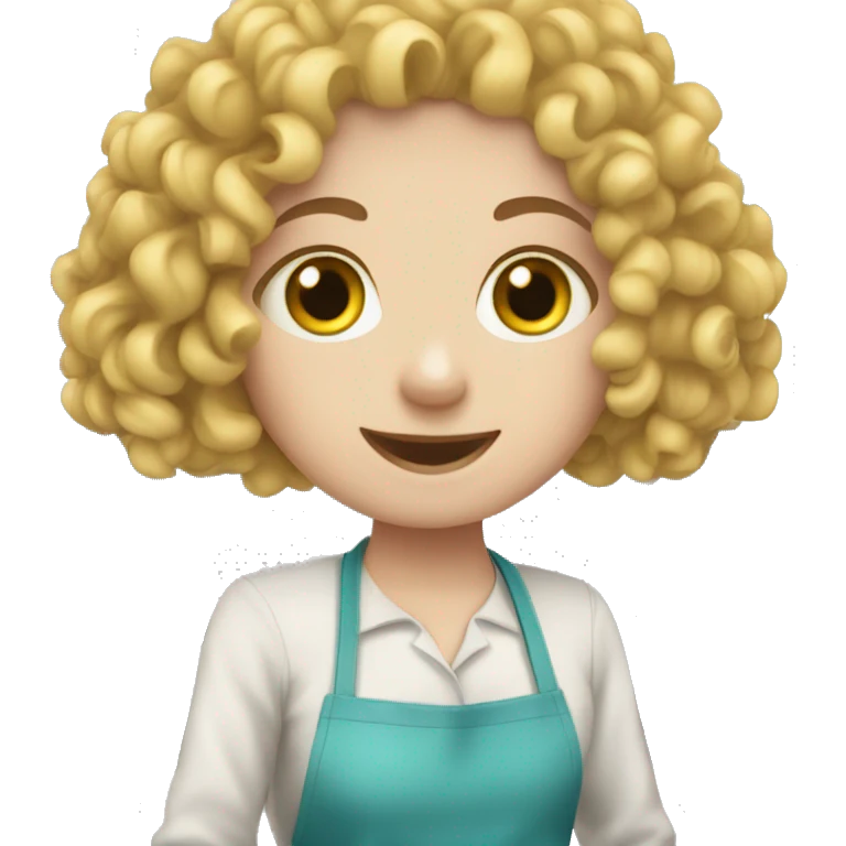 Curly, white girl making cleaning and dinner emoji