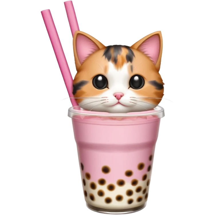 Cat drinking bobba tea emoji
