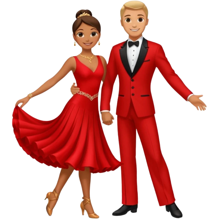 dancesport couple with red outfit emoji