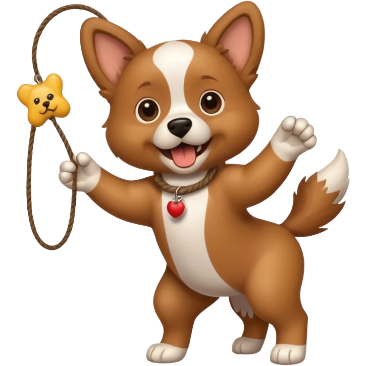dog playing with a string toy emoji
