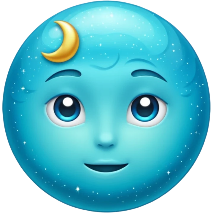 Glitter cian moon emoji