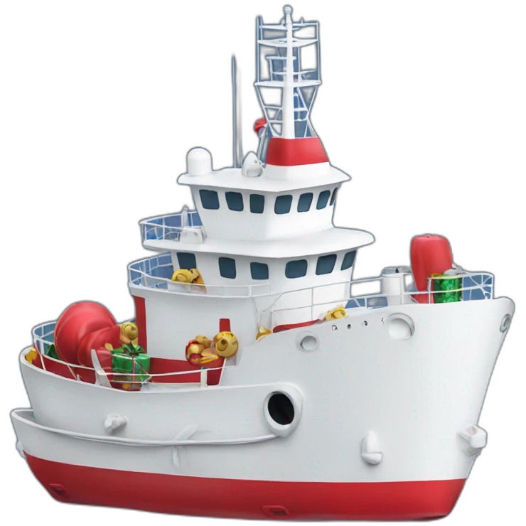 christmas decorated offshore tug emoji