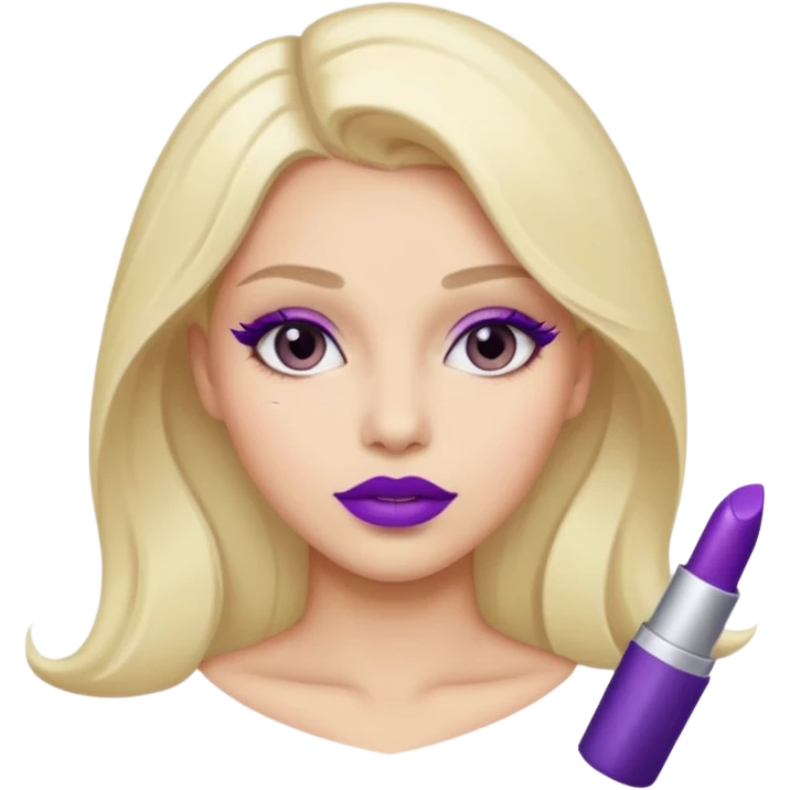 woman with purple colored lips emoji