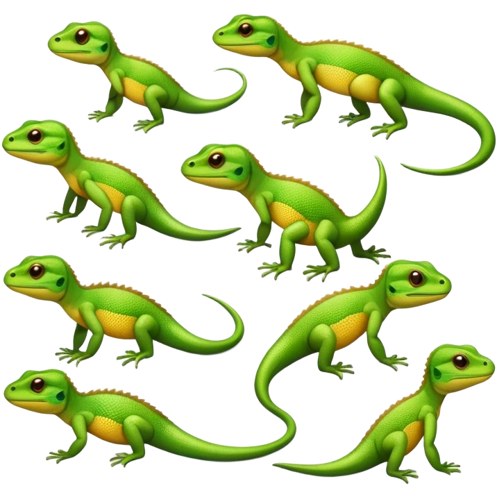 lizards with various facial expressions and behaviors emoji