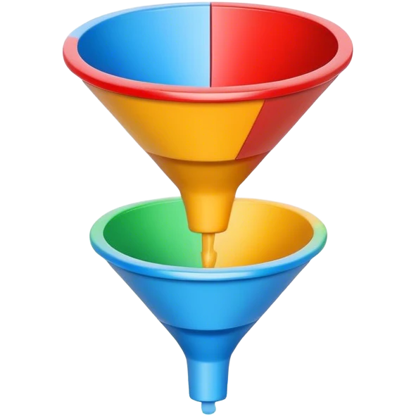 a sales funnel with three different colors emoji