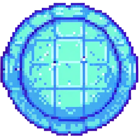 Convert this logo to pixel art style with very large, clear pixels emphasizing a grid-like, low-resolution look suitable for easy manual reproduction and stitching. emoji