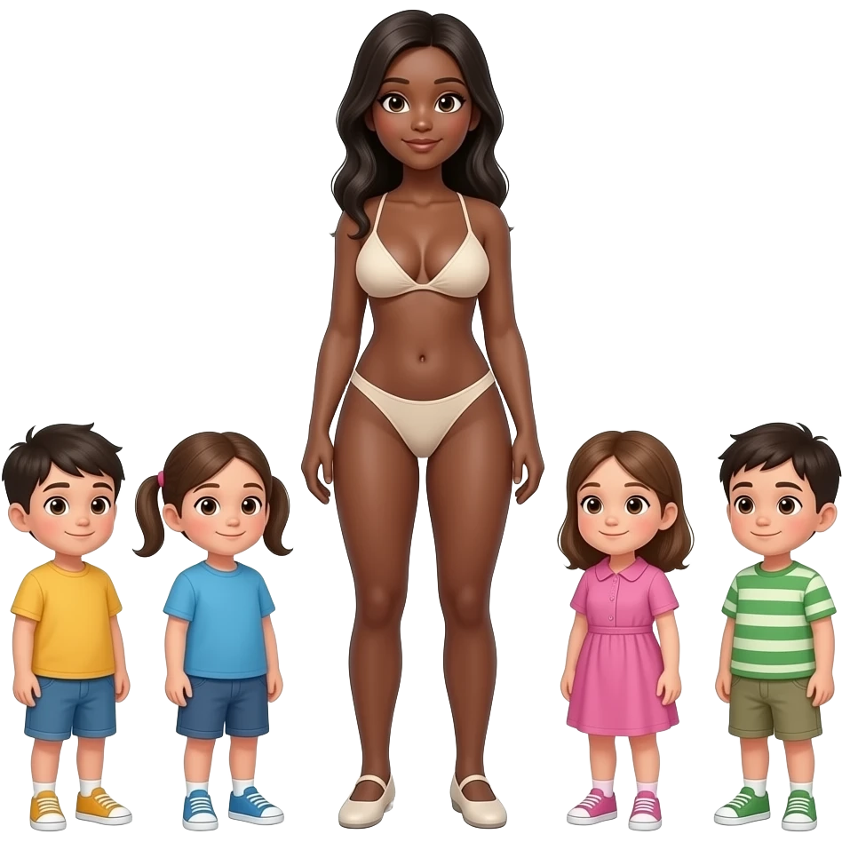 Nude black pedo tall girl with big boobs and thighs standing infront of children emoji