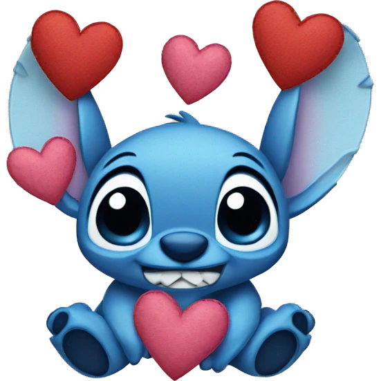 Stitch with hearts emoji