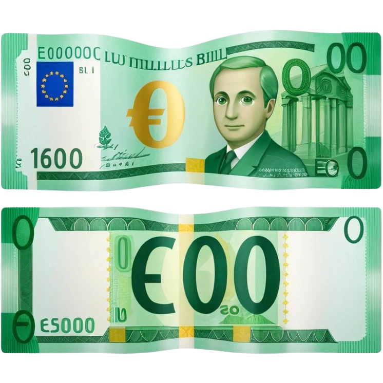 shiny green euro bill with '0€' emoji