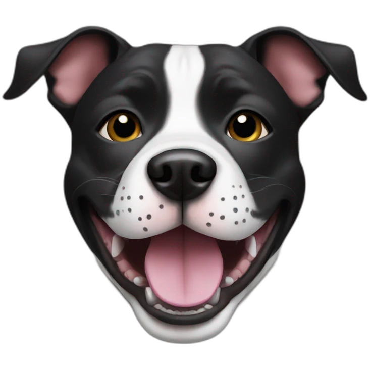dog staffy black smiling emoji