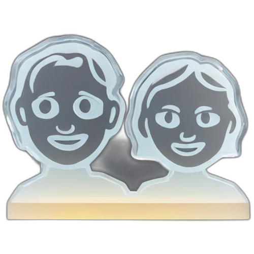 Lasercut crystal with image of two people emoji