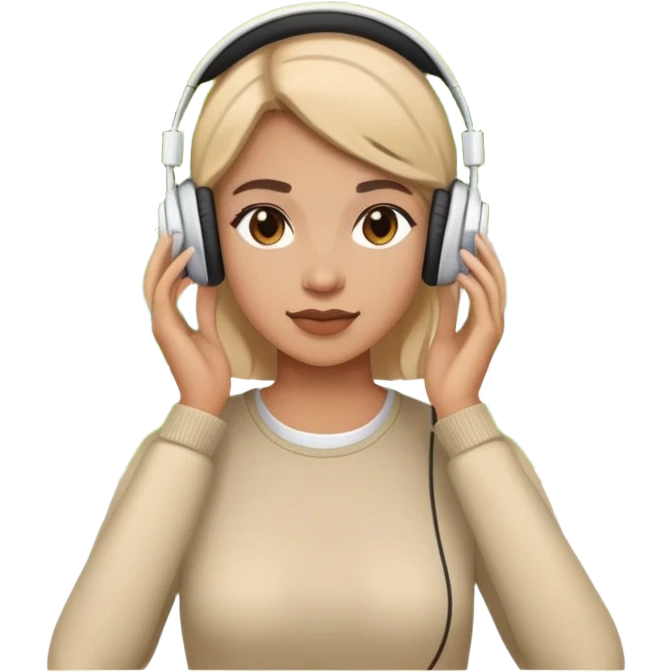 Woman with headphones in the park  emoji