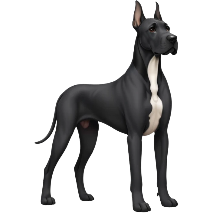 Black Male Great Dane  with no white and has cropped ears in a show stance emoji