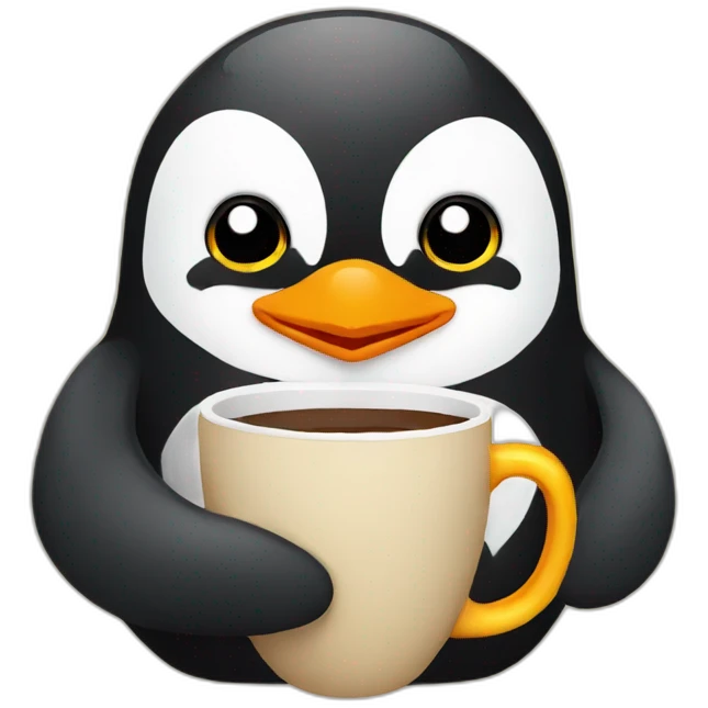 Penguin sipping coffee emoji