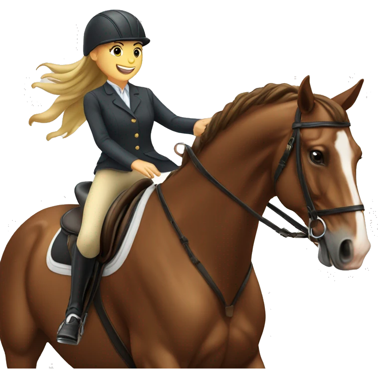 jumping horse with girl rider emoji