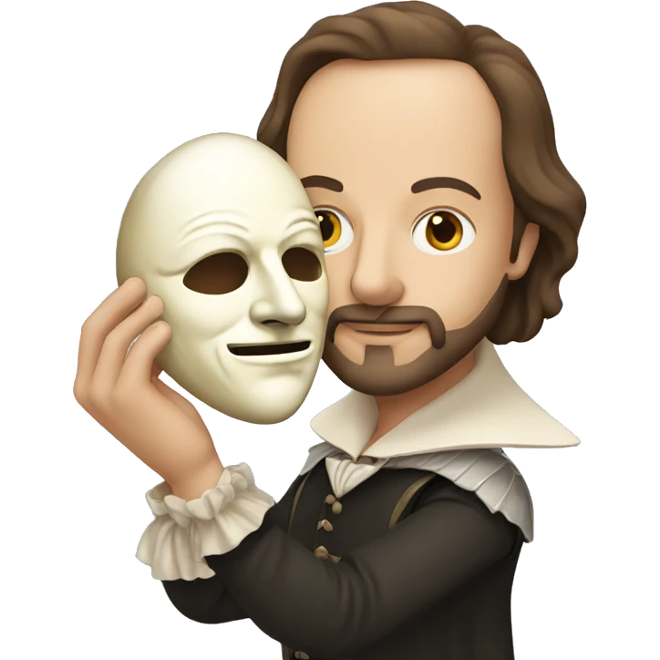 William Shakespeare holding a theater mask in his hand emoji