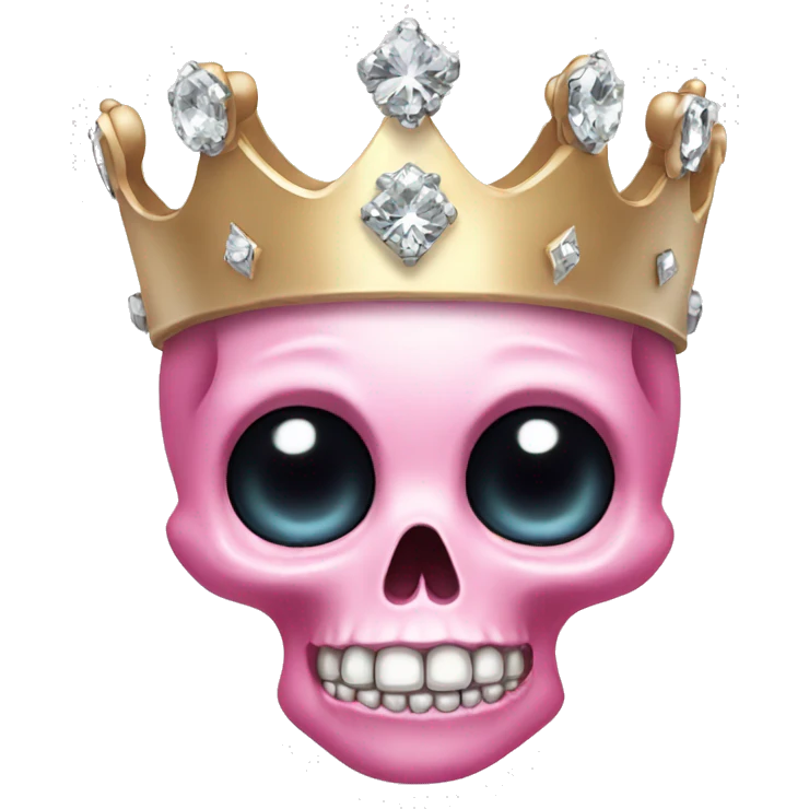 Pretty pink Skull with diamond crown  emoji