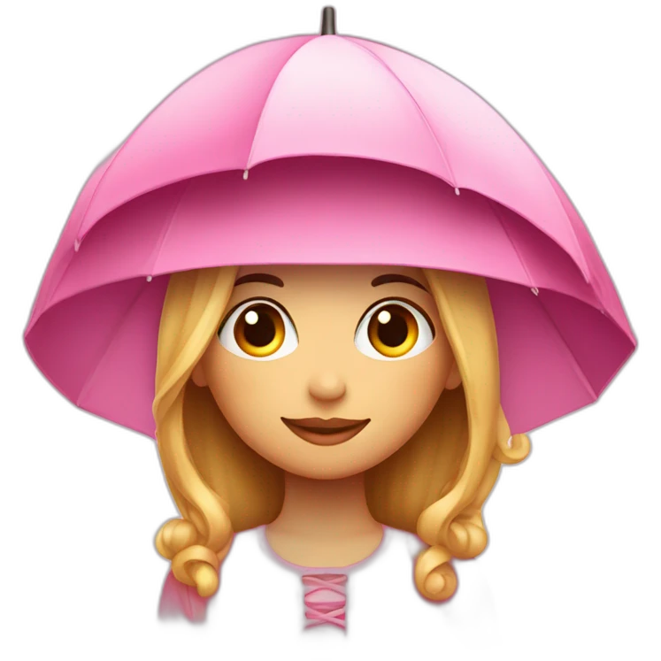 a dreamy girl in a pink hat with an open umbrella emoji