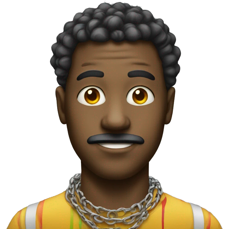 male portrait with necklace with a clown nose emoji