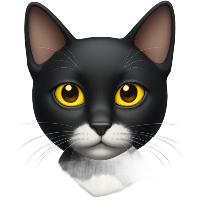Black cat with yellow Ries and white for on chest  emoji