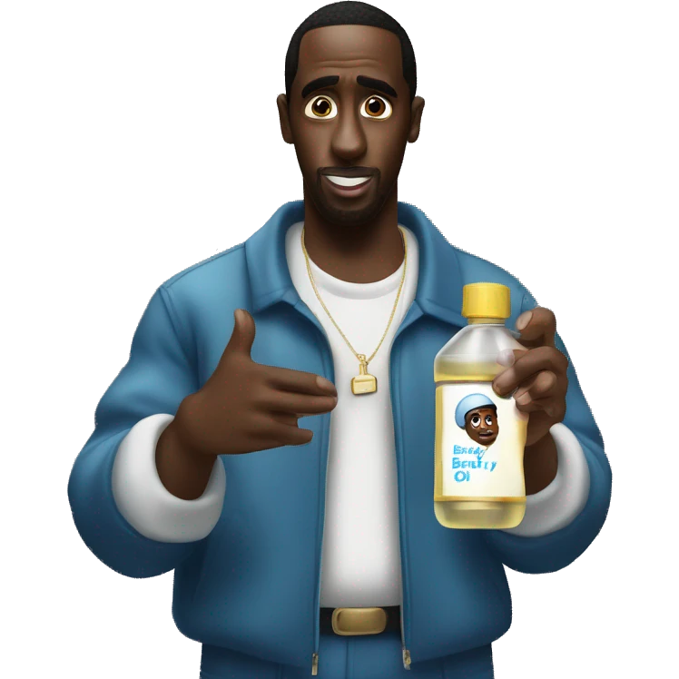 P diddy holding a bottle of baby oil emoji