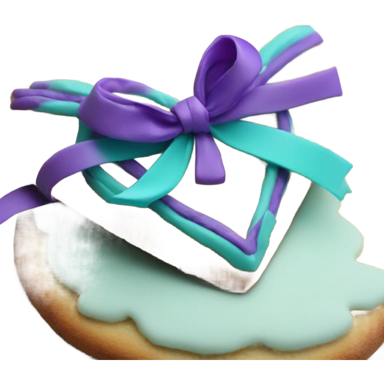 Cookie heart with teal purple support ribbon loop emoji