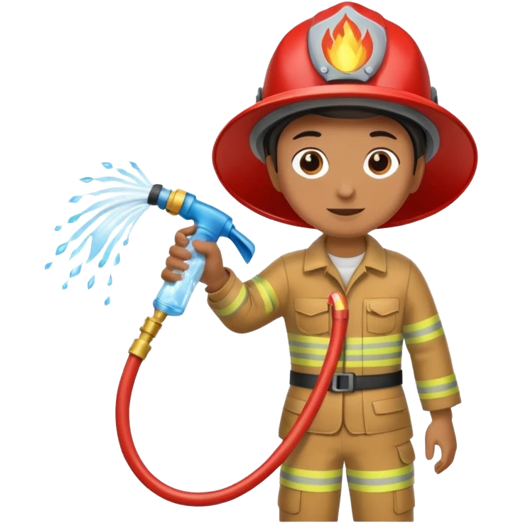 A hand holding a water hose and extinguishing the fire, no fireman emoji