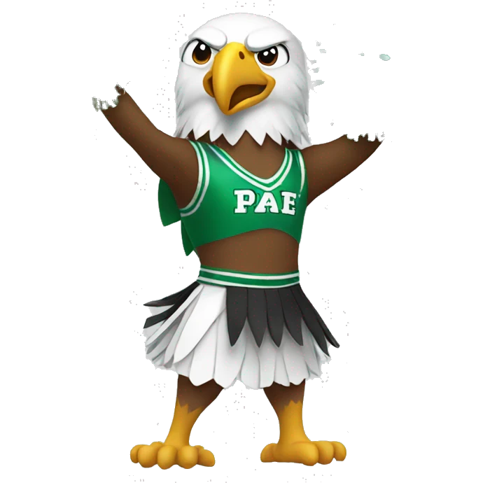 eagle holding green cheerleading pom poms emoji