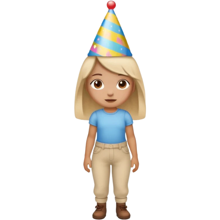 “Poopy pants” girl wearing a birthday hat  emoji