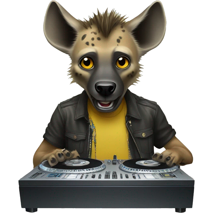 hyena with dj table emoji