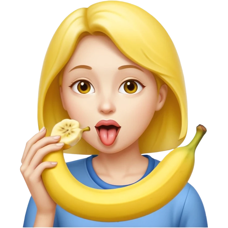 Frau leckt an Banane am Stück emoji