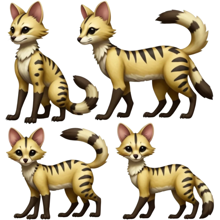 Genet-Wolverine-Marsupial-Serval-Possum-Vernid-Sergal-Fakémon-hybrid, by LiLaiRa-griffsnuff, full body emoji