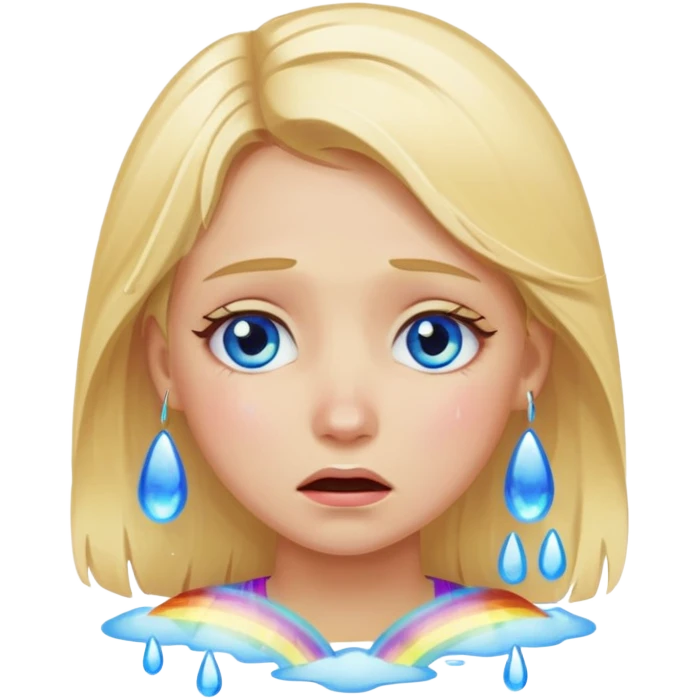 blonde hair blue eyes girl crying rainbow tears  emoji