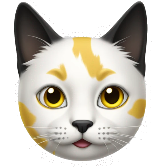 three color white yellow black cat emoji