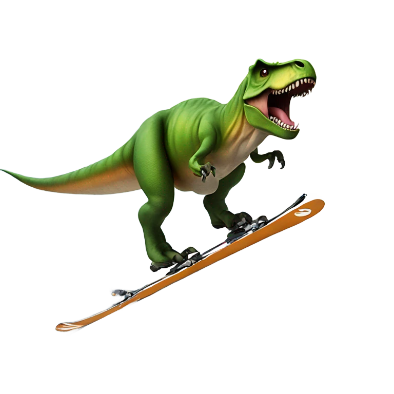 T rex skiing down a hill emoji