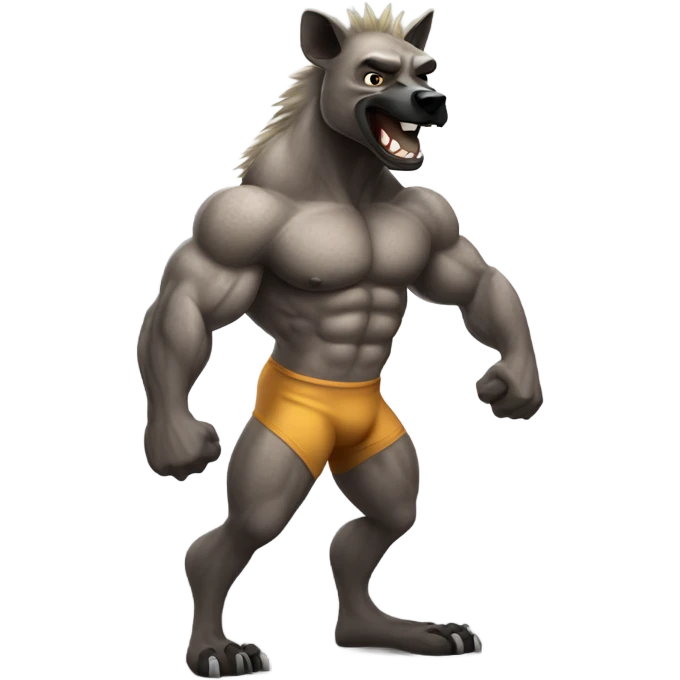 Strong bodybuilding Hyena flexing body emoji