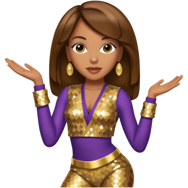 Farrah Franklin from Destiny's Child with brown hair, gold sequin outfit emoji