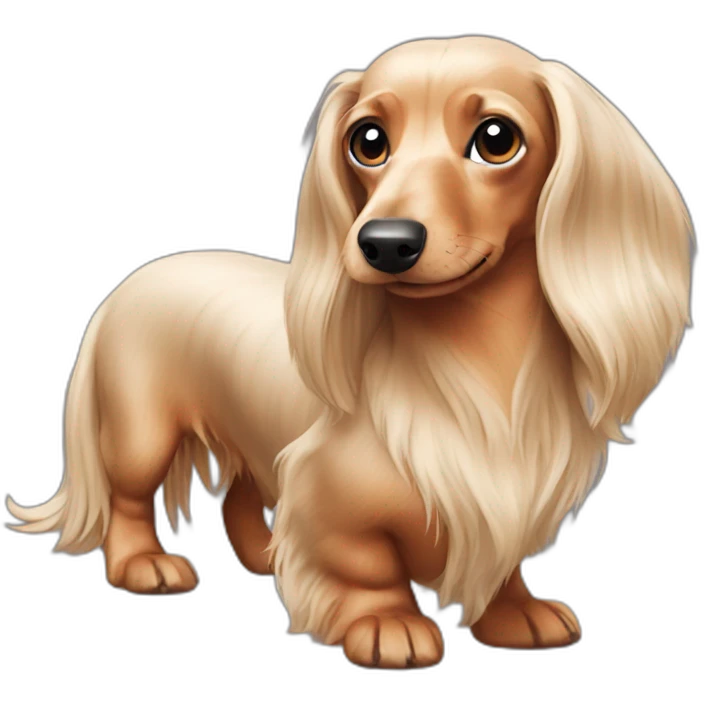 long hair cream Dachshund dog emoji