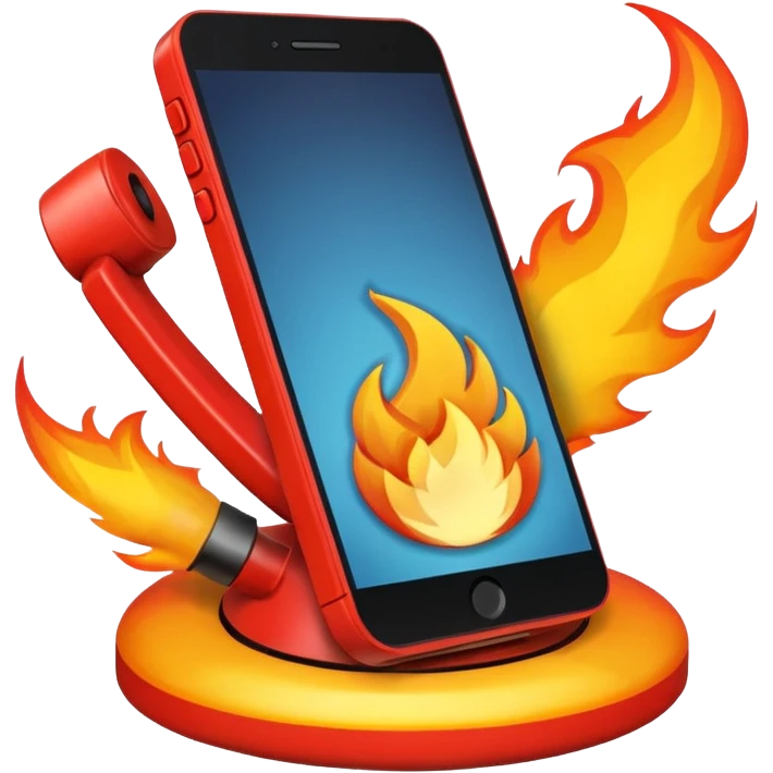 Generate aemoji of a phone spinning around with fire on emoji